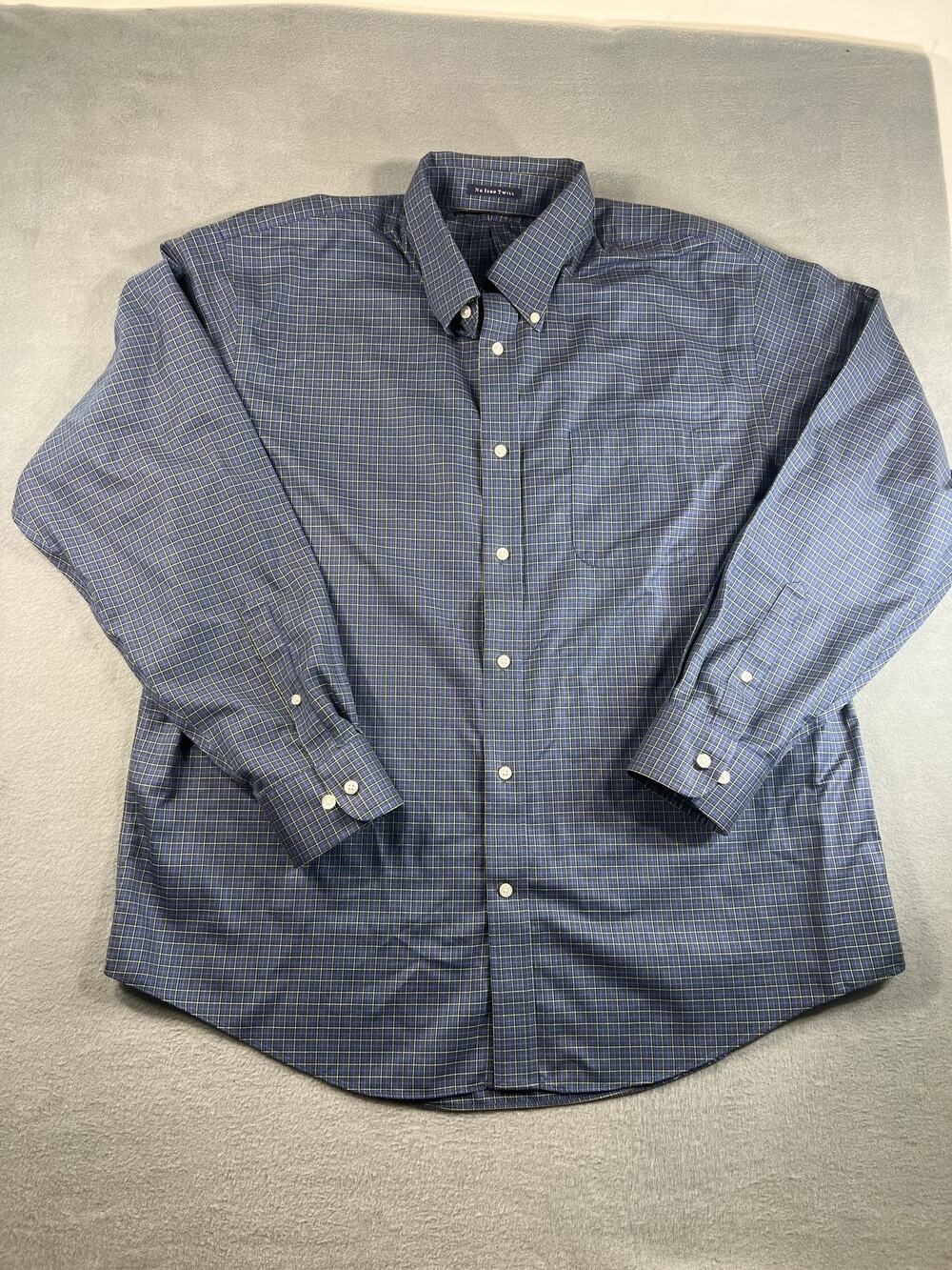 Lands' End Men's XL Cotton Plaid Button-Up Shirt, Long Sleeve, Multicolor